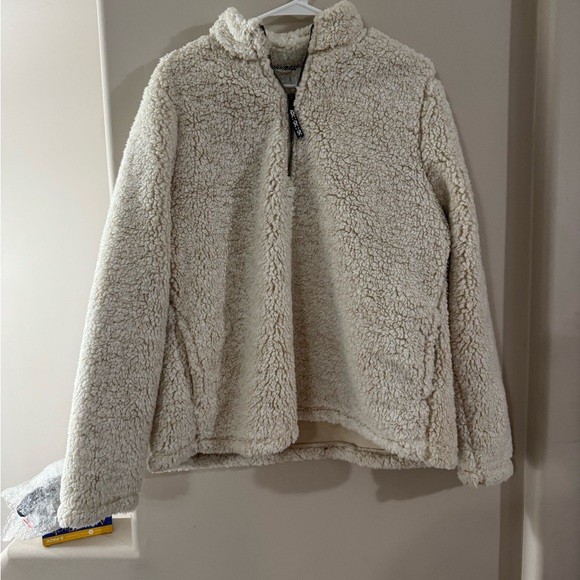 Time and Tru Jackets & Blazers - Cream quarter zip with Plush Material and High Collar